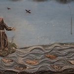Szczawin Kościelny. Św. Antoni z Padwy głosi kazanie do ryb (antepedium jednego z ołtarzy bocznych)