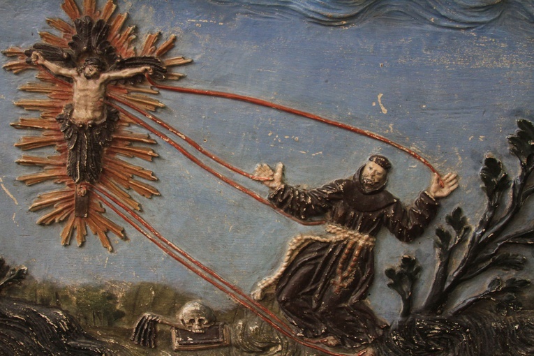 Szczawin Kościelny. Św. Franciszek z Asyżu otrzymuje stygmaty (antepedium jednego z ołtarzy bocznych)