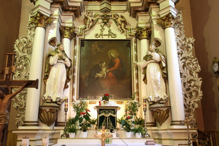 Siecień k. Płocka. Obraz w ołtarzu głównym przedstawiający św. Kajetana przyjmującego z rąk Matki Bożej Dzieciątko Jezus