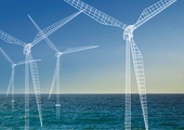 Wizualizacja wiatraków farmy wiatrowej  na Bałtyku.