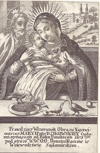 Miedzioryt obrazu Matki Bożej Dzikowskiej (XVIII–XIX w.). 