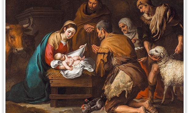 Bartolomé Esteban Murillo
Pokłon pasterzy
olej na płótnie, ok. 1650 
Muzeum Prado, Madryt