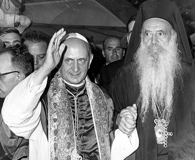 Paweł VI i patriarcha Atenagoras podczas spotkania w 1967 roku.