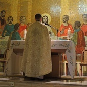 Podczas greckokatolickiej Boskiej Liturgii w kaplicy kościoła w Bielsku-Białej Leszczynach.