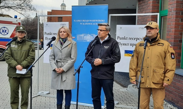 Katowice. Punkt recepcyjny dla obywateli Ukrainy. Znajduje się w siedzibie katowickiej Caritas
