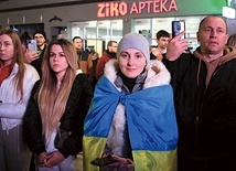 ▲	Podczas wiecu poparcia dla Ukrainy w Opolu.