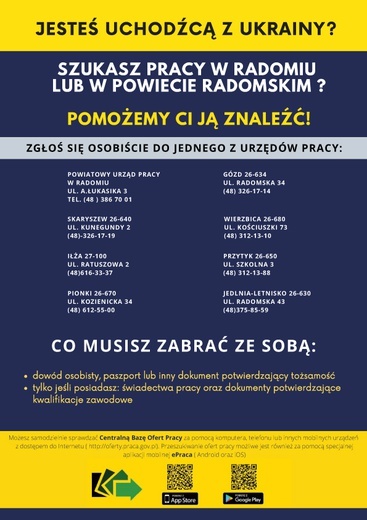 Praca dla uchodźców z Ukrainy w powiecie radomskim