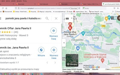 "Pomnik Ofiar Jana Pawła II" - fałszywe określenie w Mapach Googla