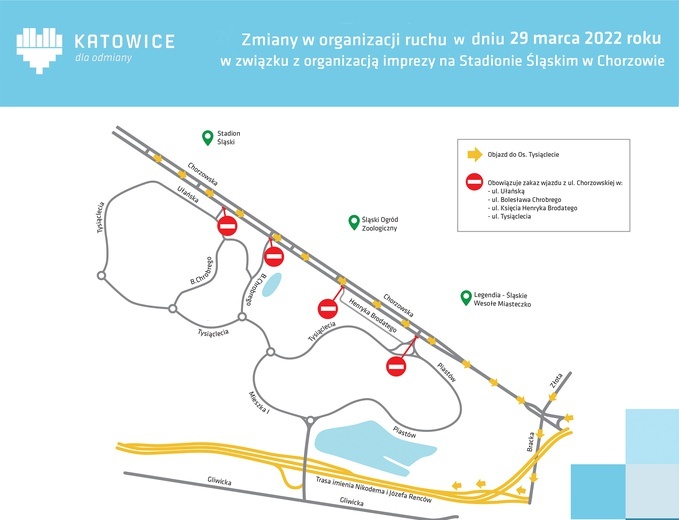 Chorzów. Zmiany w organizacji ruchu w okolicy Stadionu Śląskiego