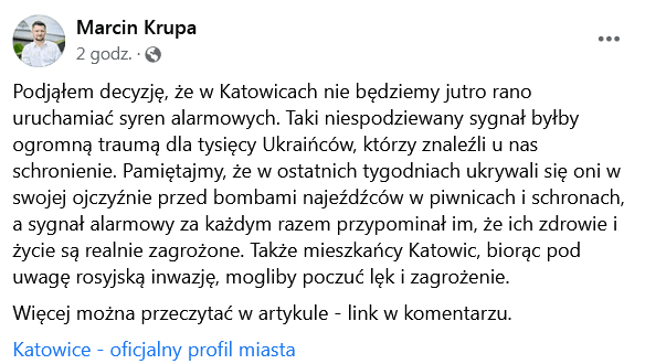 Śląskie. Prezydenci miast: w niedzielę syreny alarmowe u nas nie zawyją