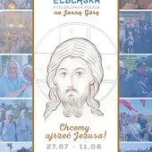 Plakat promujący Elbląską Pielgrzymkę Pieszą. 