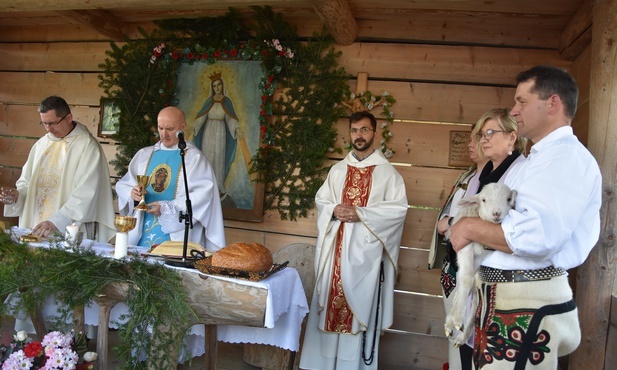 Małe Ciche. Żywa owieczka przy ołtarzu 