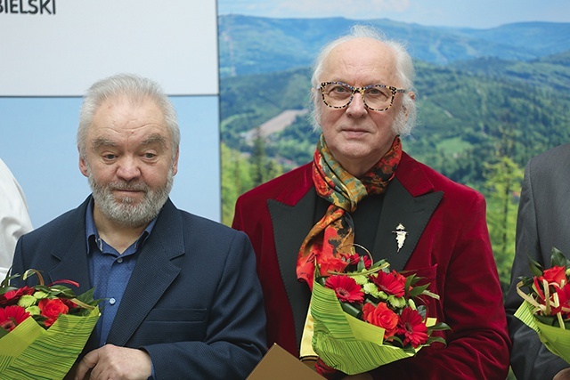 Dwaj nagrodzeni twórcy z Rudzicy: Juliusz Wątroba (z lewej) i Florian Kohut.