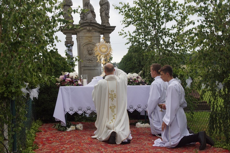 Procesja eucharystyczna w Kudowie-Zdroju z bp. Adamem Bałabuchem