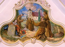 ▲	Przybycie franciszkanów na Górę Świętej Anny – polichromia Georga Mitschke.