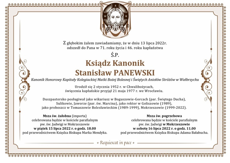 Znamy datę pogrzebu ks. Stanisława Panewskiego