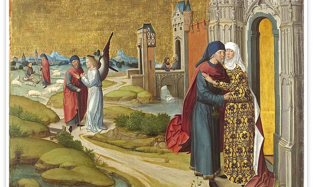 Autor nieznany, tzw. Mistrz Życia Maryi "Spotkanie w Złotej Bramie"; tempera na desce, ok. 1480 r. Stara Pinakoteka, Monachium