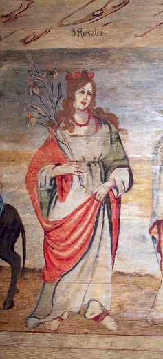 	XVII-wieczny wizerunek świętej w kościele św. Katarzyny Aleksandryjskiej w Sierakowicach. 