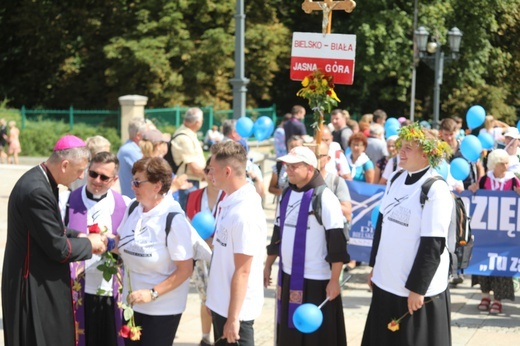 Powitanie 31. Pielgrzymki Diecezji Bielsko-Żywieckiej na Jasną Górę - grup z Wilamowic - 2022
