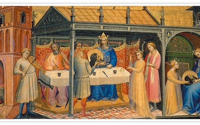 Lorenzo Monaco
Uczta Heroda 
tempera 
i złoto na desce, 
1387–1388 Luwr, Paryż