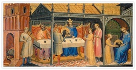 Lorenzo Monaco
Uczta Heroda 
tempera 
i złoto na desce, 
1387–1388 Luwr, Paryż