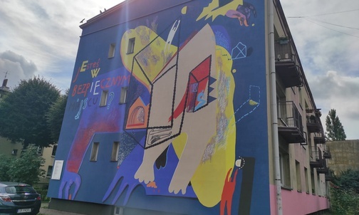 Katowice. Na Załężu ukraińska artystka stworzyła mural - "Bezpieczne miejsce"