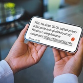 Autentyczny SMS  od oszustów. Źródło: PGE Obrót.