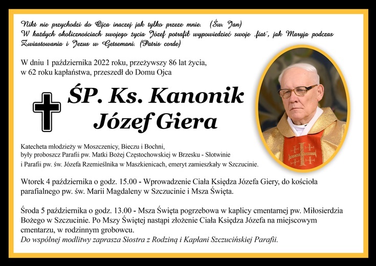 Zmarł ks. Józef Giera