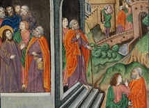 Piotr i Jan wysłani, by przygotować Paschę - fragment iluminacji rękopisu na pergaminie.
