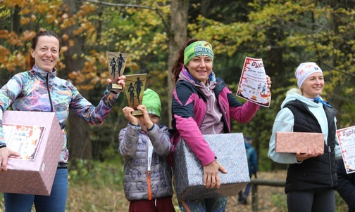 Na podium biegającym rodzicom chętnie towarzyszyły pociechy.