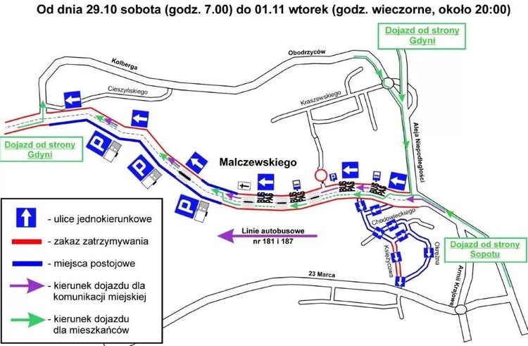 Wszystkich Świętych w Trójmieście - ruch przy cmentarzach i komunikacja miejska