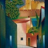 Anna Harland- -Zajączkowska, „Uliczka w Carcassonne”, 1927, farba olejna, płótno, Muzeum Narodowe w Krakowie.
