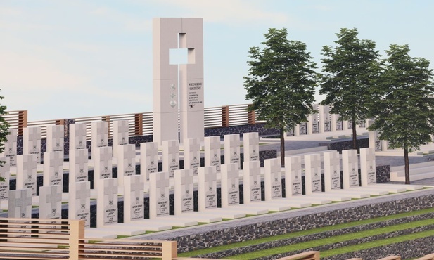 Projekt cmentarza żołnierzy Narodowych Sił Zbrojnych w Kamesznicy.