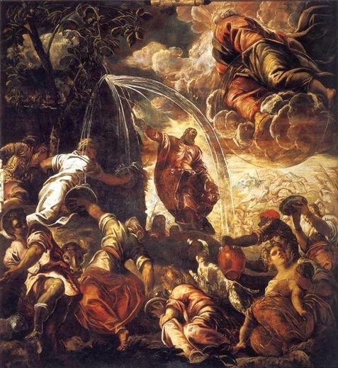 Tintoretto, Mojżesz wyprowadza wodę ze skały.
