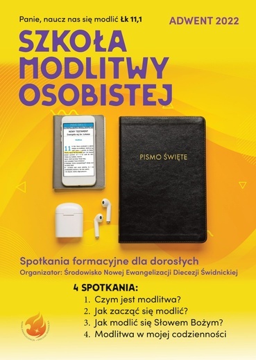 Grafika promująca inicjatywę spotkań nt. modlitwy osobistej.