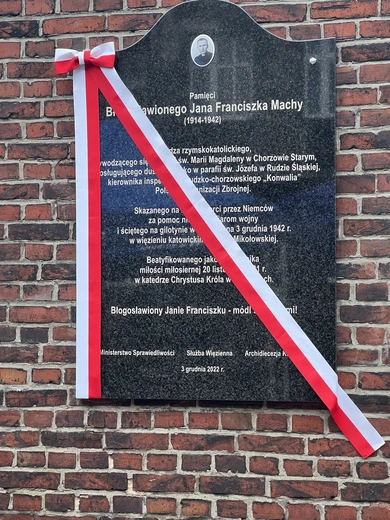 Odsłonięcie tablicy w 80. rocznicę śmierci ks. Jana Machy