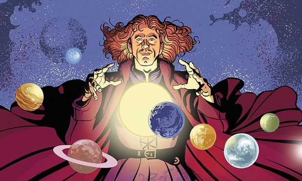 Komiksowe wyobrażenie Mikołaja Kopernika pochodzi z książki „Akademia Superbohaterów”,  Tomasza Rożka.  Autor ilustracji: Marek Oleksicki.