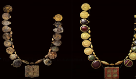 Naszyjnik ze złota i kamieni szlachetnych z VII wieku odkryty w Anglii