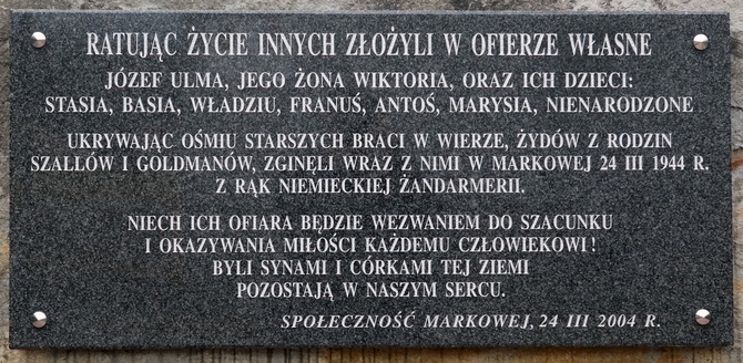 IPN: rodzina Ulmów symbolizuje postawę tych Polaków, którzy zginęli z rąk Niemców za niesienie pomocy Żydom