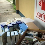 Załadunek transportu darów Caritas do Odessy