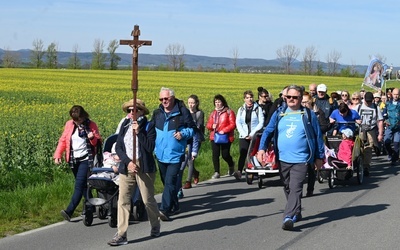 Pielgrzymi w drodze ze Świdnicy do Gogołowa.