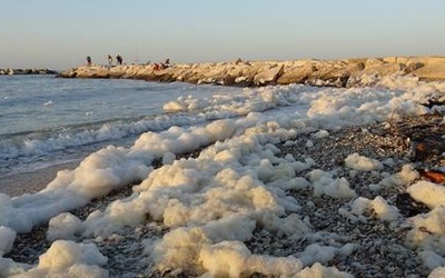 Włochy. Dziwna piana na plaży