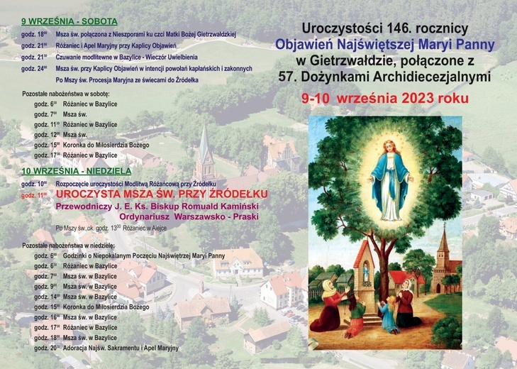 Program uroczystości w Gietrzwałdzie
