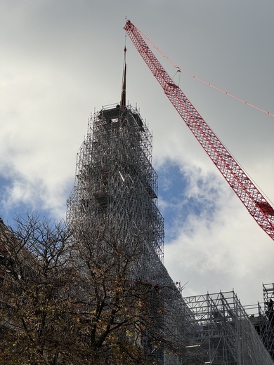 Jest iglica na dachu katedry Notre Dame w Paryżu