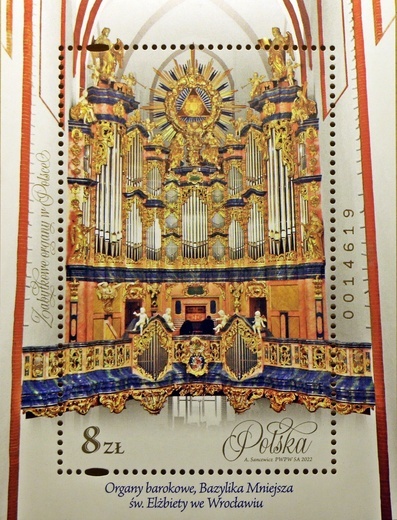 Organy Englera z bazyliki św. Elżbiety na znaczku pocztowym