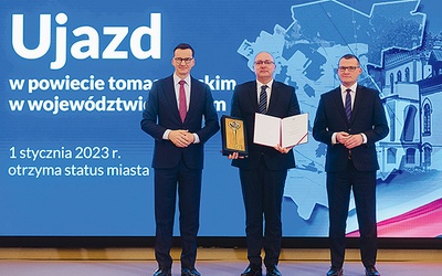 Konferencja dotycząca nowych miast w Polsce z udziałem premiera Morawieckiego.