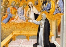 Giovanni di Paolo „Mistyczne zaślubiny św. Katarzyny ze Sieny”, tempera na desce,  ok. 1460 roku.