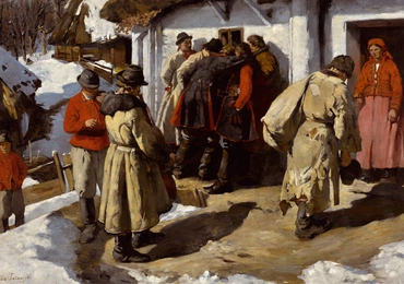 Muzykanci w Bronowicach – przed karczmą, olej na płótnie, 1891 r.