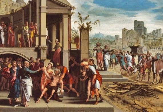 Autor nieznany, zwany  Mistrzem Pawła i Barnaby
ŚWIĘCI PAWEŁ I BARNABA W LISTRZE
olej na desce, II ćw. XVI w.
Muzeum Sztuk Pięknych, Budapeszt