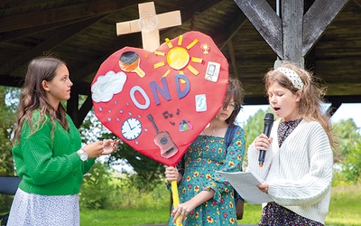 ▲	Piosenkami, scenkami i znakami młodzi opowiadali, co przeżyli podczas dwutygodniowych rekolekcji.